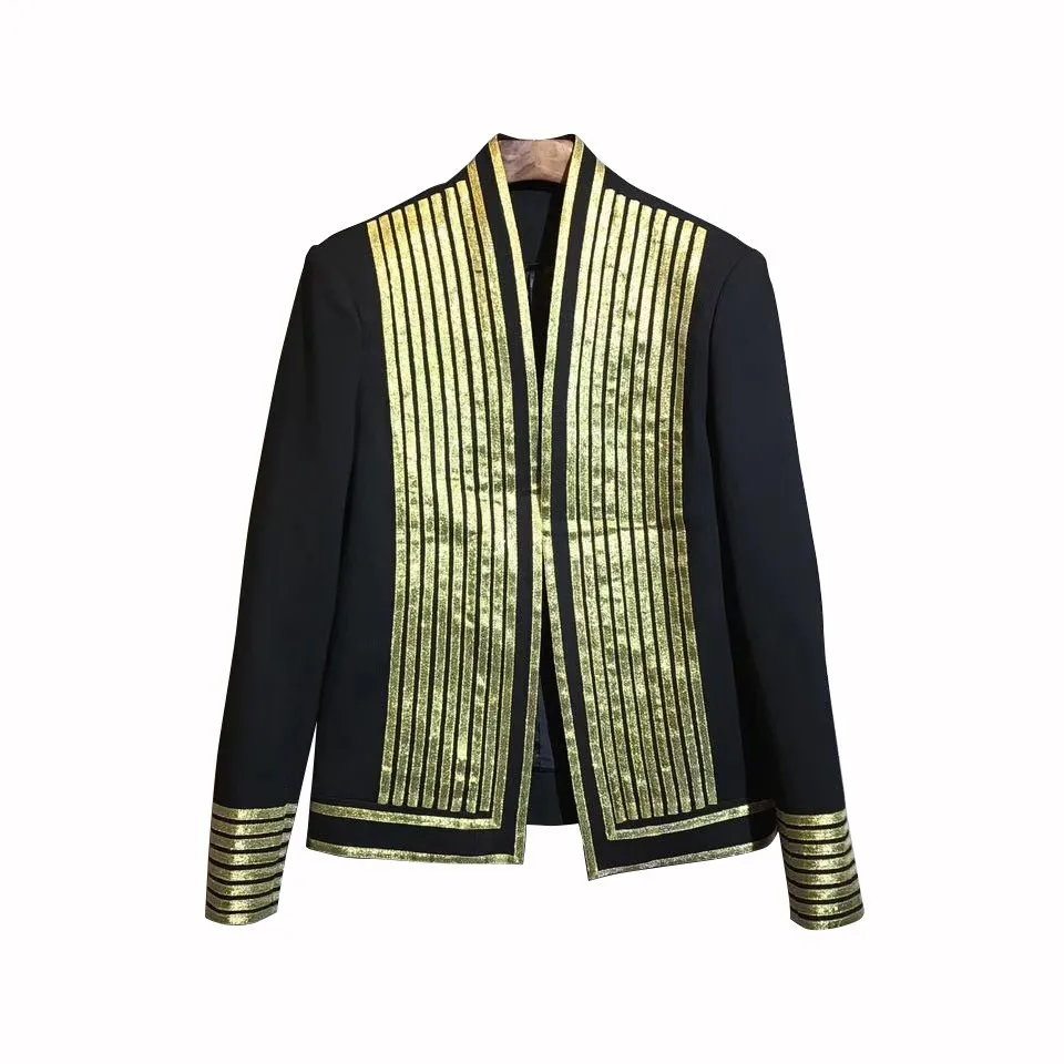 

2019 Autumn Night Hairstyle Division Personality Loose Coat Jacket Tide Gold Surround Men Suit Coat Male Trend Blazers Man Suit