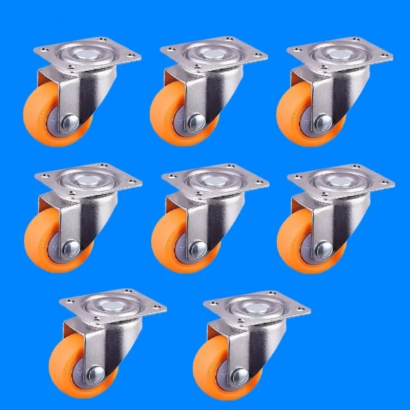 8pcs Trolley Casters Swivel Castor Wheel for Carts 32mm 17kg Orange Nylon