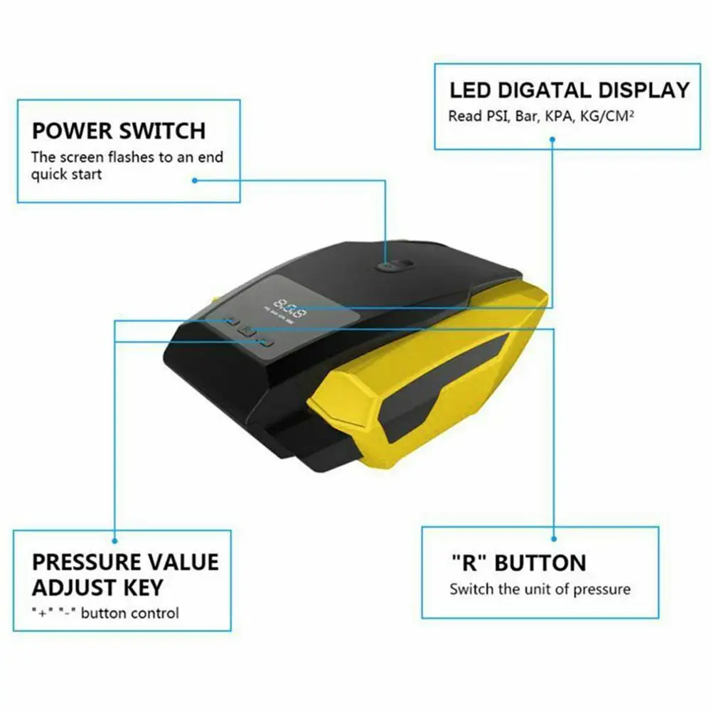 Многоцелевой воздушный компрессор Digital 12V быстрая светодиодный светильник воздушный насос Портативный шин