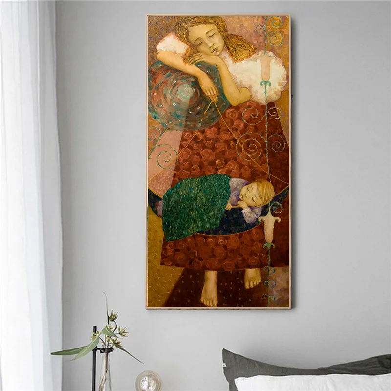 

Sleeping Baby and Mom Canvas Painting Scandinavia Dropshipping Posters and Prints Cuadros Decor Wall Art Picture for Living Room