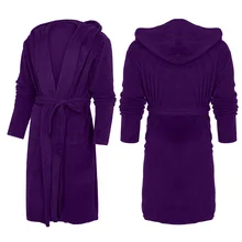 Свободный женский халат для ванной с длинным рукавом, очень мягкий зимний теплый халат, домашний однотонный пояс для ежедневной носки с карманом с капюшоном