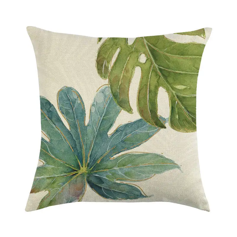 Декоративная подушка для дивана, наволочка с тропическим растением, наволочка с принтом листьев, наволочка для подушки, простая льняная наволочка в скандинавском стиле