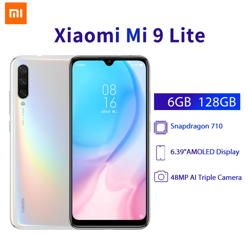 Глобальная версия, Xiaomi Mi 9 Lite, Восьмиядерный процессор Snapdragon710, 6 ГБ, 128G, мобильный телефон, 6,39 дюймов, AMOLED, камера 48 МП, 4030 мАч, мобильный телефон