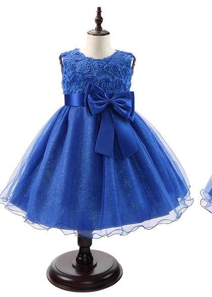 Платье Диснея на Рождество и Хэллоуин; комплект; платье; свадебное платье с цветочным узором для девочек; детское платье; костюм принцессы Белоснежки для костюмированной вечеринки - Цвет: Синий