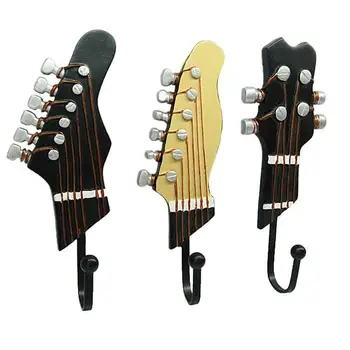 

3pcs/set Guitar Head Resin Hooks Clothes Rack Hat Keys Living Wall Mounted Hook Resin Room Rack Storage Hanger Decoration G R7E6