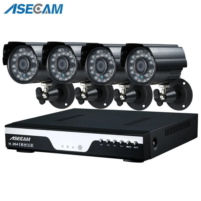 

Super 4MP HD 4 Channel Surveillance Home Black small Metal Bullet Security Camera H.264 DVR Kit Outdoor 4CH CCTV System Kit