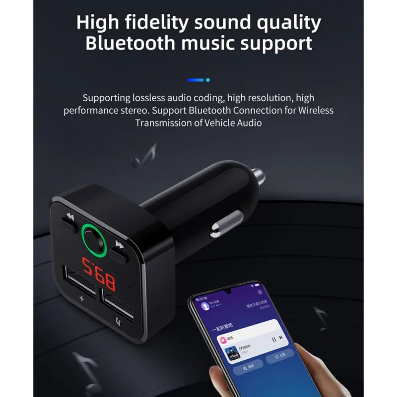 Умный Bluetooth Автомобильный MP3-плеер 5,0 аудио приемник fm-передатчик Hands-free Телефон голосовое напоминание bluetooth Автомобильный fm-передатчик