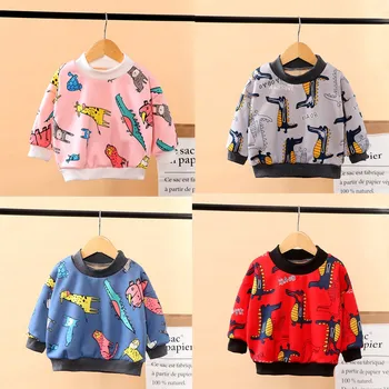 

Autumn/winter Children Clothes Kids Plus Velvet Thick Sweater Unisex Baby Long Sleeved Swetershirt Cute Cartoon Animal Tops Out