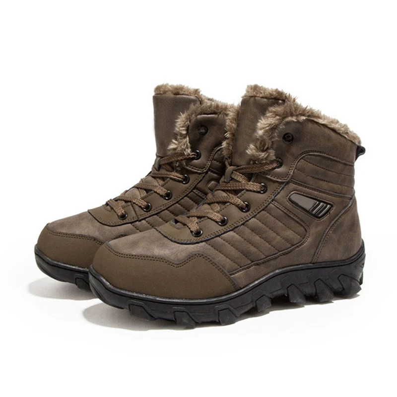 Коричневый New Arrival Men PU Leather Sport Winter Boots Warm Shoes Thicken Soft Anti-slip for Outdoor - Цвет: Коричневый