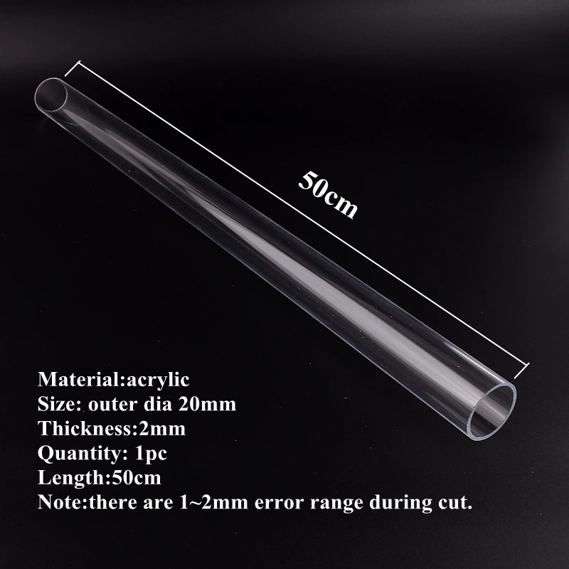 1pc Length 50cm O.D 16~110mm Clear Plexiglass Acrylic Aquarium Fish Tank Tube Home DIY Filter Accessories Water Tank PMMA Pipe 