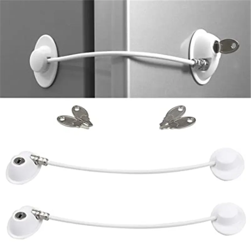 

2 pcs/lot Freezer Lock with 2 keys Security Fridge Refrigerator Door Lock Child Proof Winodw Lock Drawer Door Toilet Lock