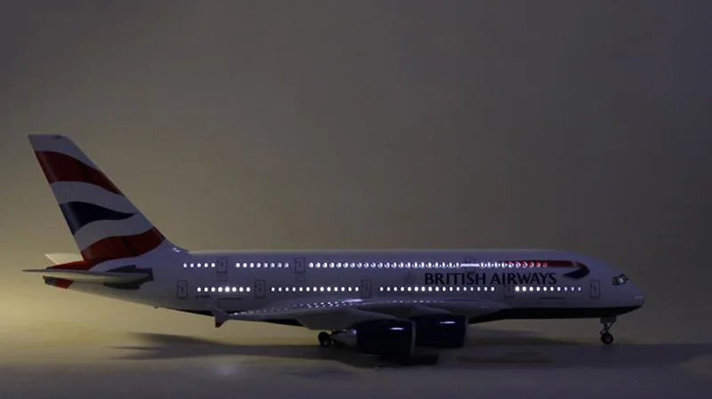 1/160 масштаб 50,5 см сплав Airbus A380 британская Авиакомпания Самолет Модель W свет и колесо литья под давлением пластиковые смолы самолет для коллекции