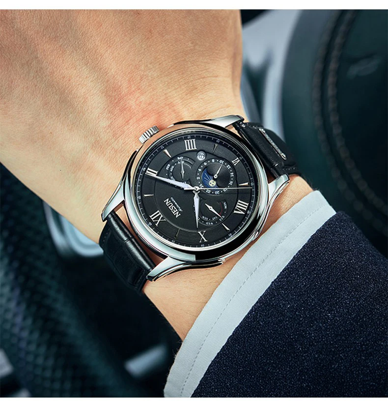 Switzerland NESUN автоматические механические часы мужские Moon Phase часы люксовый бренд светящиеся стрелки сапфир водопроор N9030
