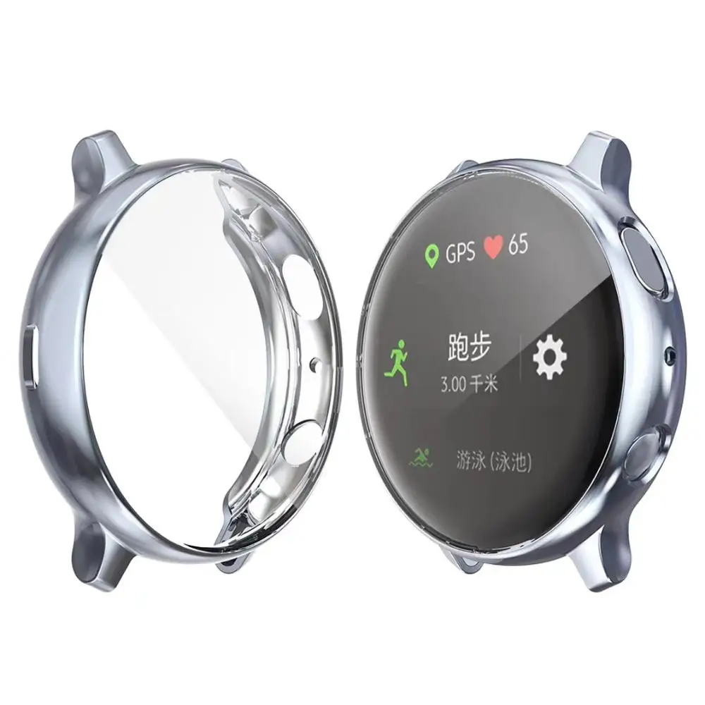 Защитный чехол для samsung galaxy watch active 2, ТПУ, защитный чехол на весь экран, чехол для galaxy Active 44 мм, 40 мм, SM-R830, R820 - Цвет: Grey