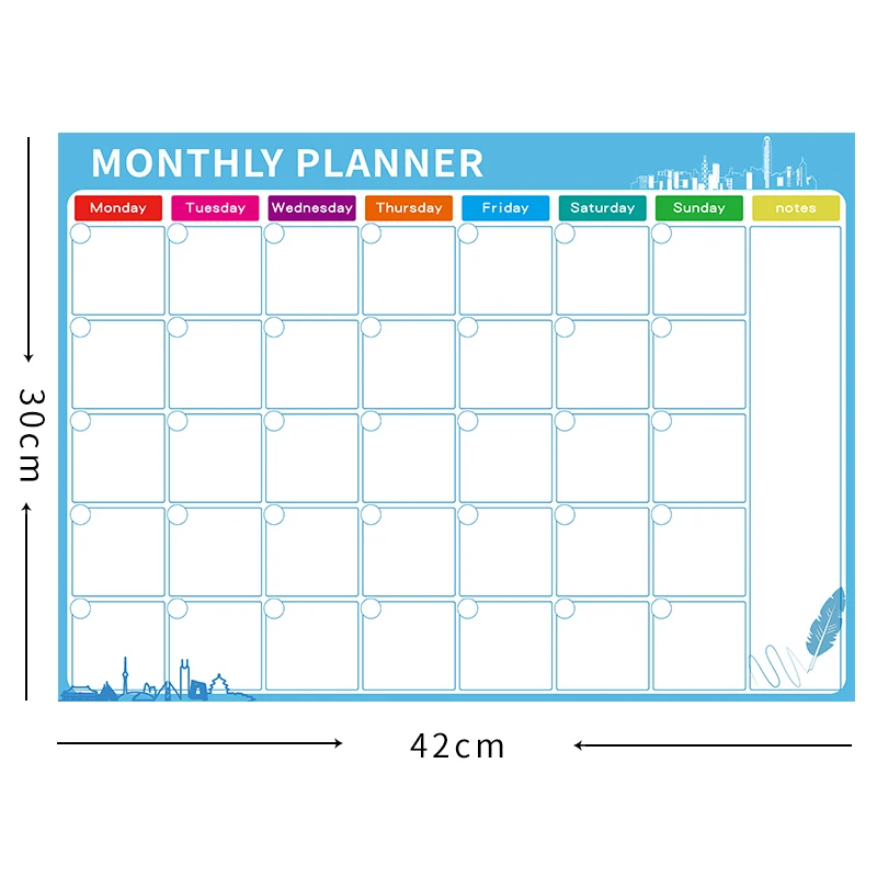 Сухой стереть магнитный календарь, холодильник магнитный календарь, белая доска планировщик для холодильника, ежемесячный планировщик