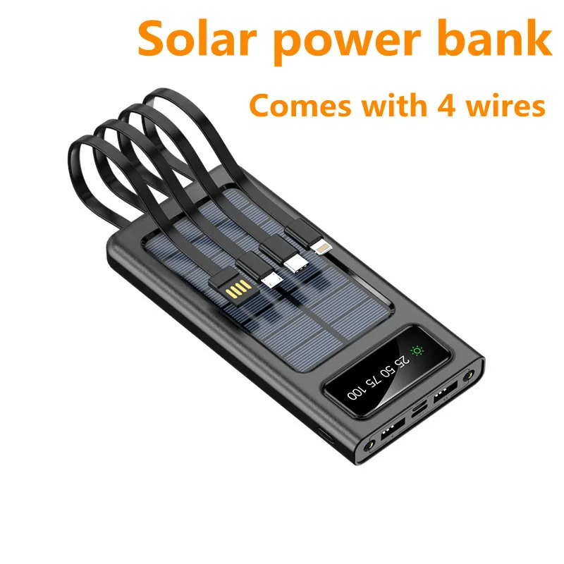 Solar Power Bank PD 18W QC3.0 Two-Way Fast Charge Outdoor Powerbank Phone External Battery Portable Charger Auxiliary Battery powerbank 20000