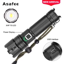 Portable XHP70 LED long-range Zoomable Flashlight LED Tactical Zoom XHP70 LED Torch Light Use 18650 Large Capacity Battery