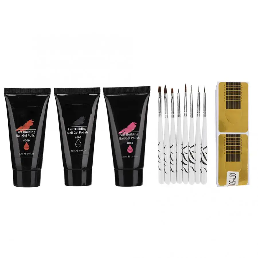 Гель для наращивания ногтей полигель-конструктор DIY маникюрные инструменты набор для наращивания ногтей с 100 бумажными держателями 8 шт. набор кистей для нейл-арта