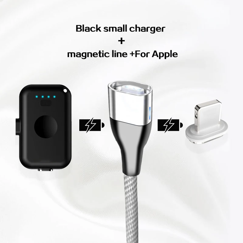 Black for apple 4 шт. Мини Магнитный внешний аккумулятор для iPhone, Android, Тип C, портативный светодиодный светильник, магнитное зарядное устройство, внешний аккумулятор для Xiaomi, huawei, samsung - Цвет: Black for apple