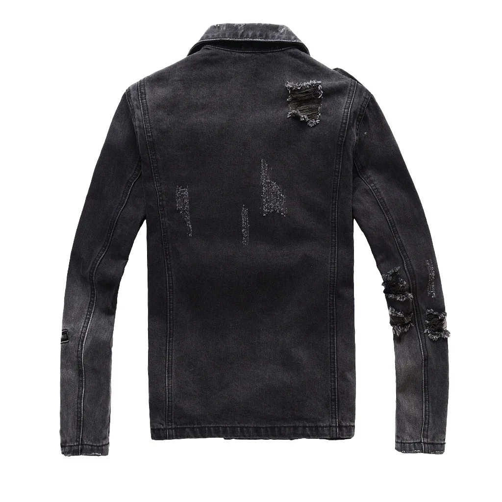Hi Street мужские мотоциклетные джинсовые куртки Косой молнии отверстие Slim fit куртки для мужчин