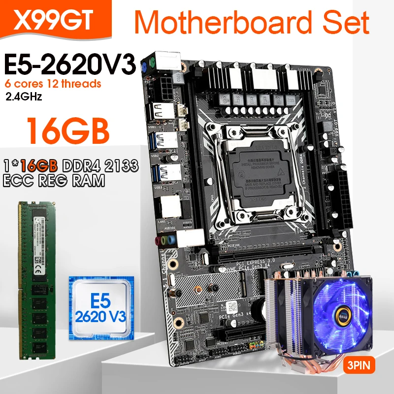 X99 motherboard with XEON E5 2620 V3 1*16G DDR4 ECC REG With Four