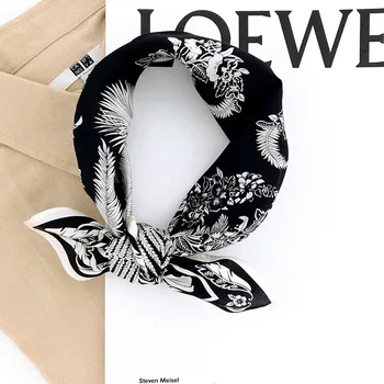 

2020 100% Mulberry Silk Scarf Women Neck Hair Foulard Square Small Headband Fashion Print Neckerchief Scarves Bandana Hijab