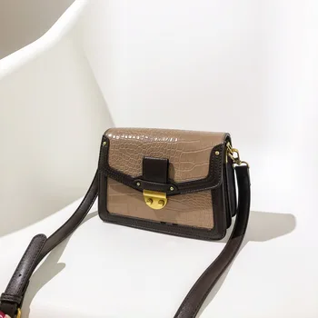 

French Alligator Pattern Bag Female 2020 New Simple Hit Color Shoulder Bag Fashion Pu Leather Travel Small Pack B621