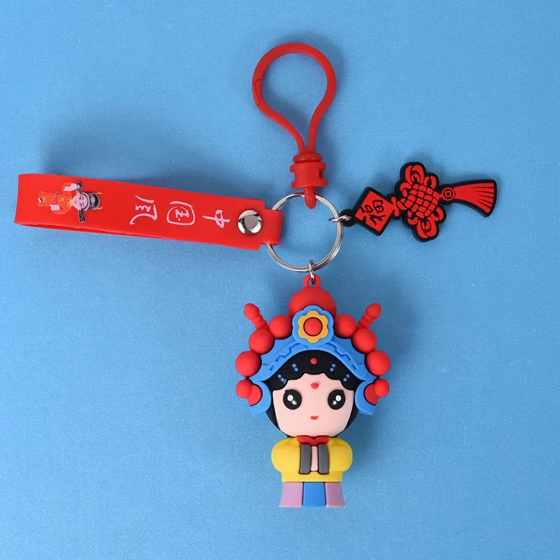 

Chinese Opera Style Silicon Keychain 3d Knot Rinket Women Men Couple Pendant Bag Car Key Ring Jewelry Lanyard Accessory Gift Toy