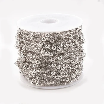 

10m/roll Soldered Brass Cable Chains Satellite Chains with 3.5mm Round Bead for Jewelry Making DIY Bracelet Necklace 2x1.5x0.2mm