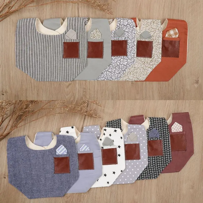 KLV Vintage Floral Double Sided Baby Bibs Cotton Linen Children's Bibs Waterproof Saliva Towel Scarf Bandana Feeding Baby Stuff 5