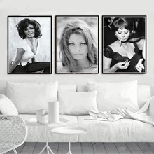 Hot SOPHIA LOREN Black White Actress Movie Woman Girl Poster Prints Oil Painting Canvas Wall Art Pictures Home Decor