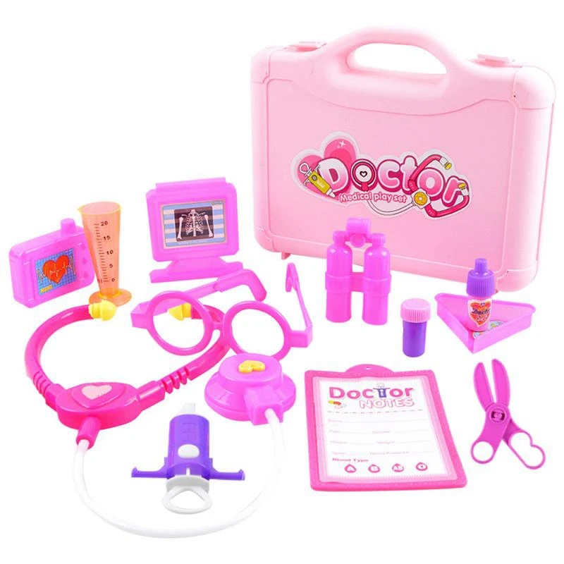 Children Pretend Play Toys Simulated Doctor Nurse Medical Toy Box Pretend Play Dentist Toy Medical Doctor - Цвет: Pink