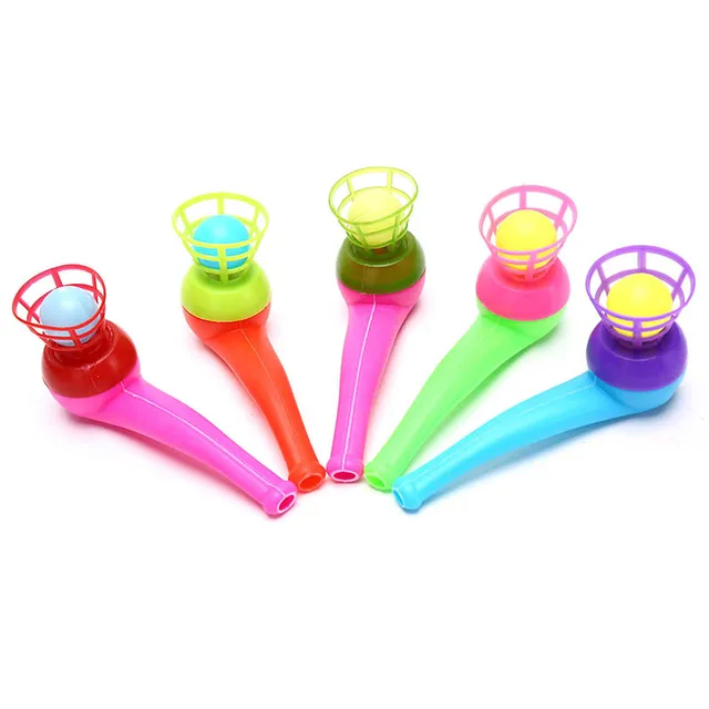 2021 5pcs Children's Toy Air Blow Gun And Ball Children's Air Blowing Toy Gift Plastic Tube Ball Toy Color Random New 2