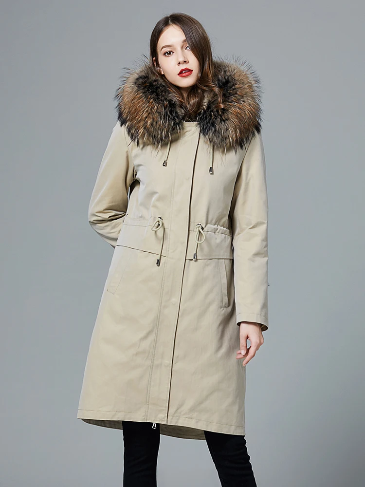 

Fur Real Coat Female Real Rabbit Fur Liner Parka 2020 Winter Jacket Women Raccoon Fur Collar Long Trench Coats MY3894 s
