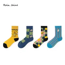 Забавные милые сумасшедшие белые крутые счастье хлопок Мультяшные короткие новые носки зимние подарки для женщин модные женские с принтом Harajuku