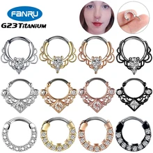 

G23 Titanium Piercing Labret Nose Ring Zircon Hinged Segment Ring Nasal Septum Tragus Spiral Earrings Body Perforated Jewelry