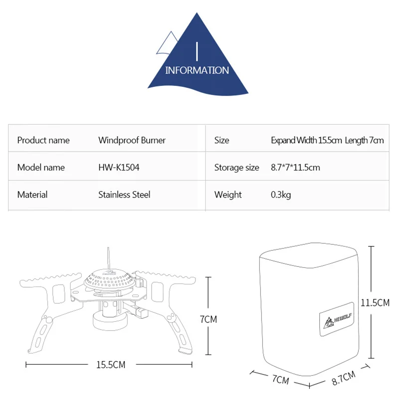 Hewolf Folding Mini Outdoor Gas Stove Portable Camping Hiking Furnace Cooking Picnic Split Stoves Windproof Gas Cooker Burners