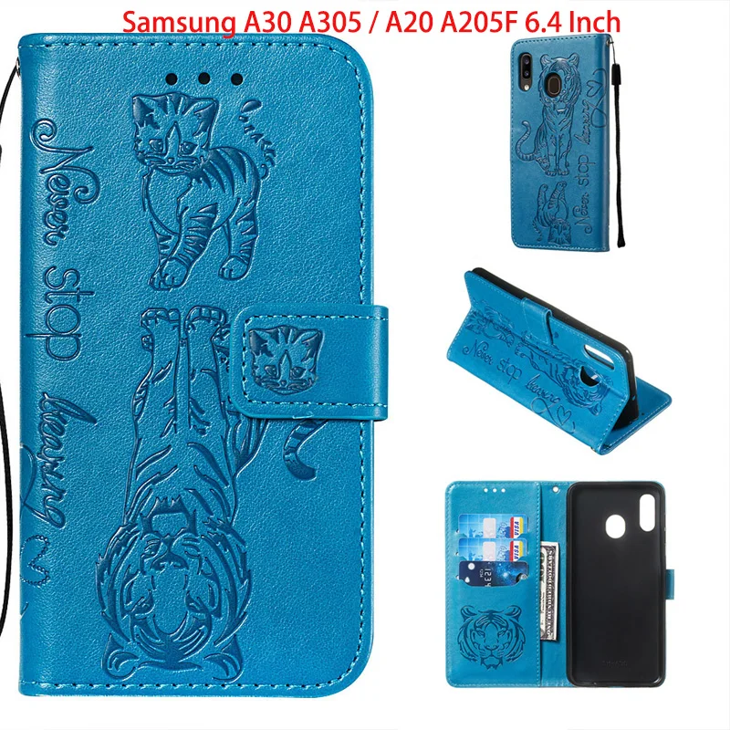 

2019 Cat Tiger Flip Leather Mobile Cases For Samsung A10E Galaxy A30 A305F Cover Case on For Samsung A10 A105F Wallet Book Bag