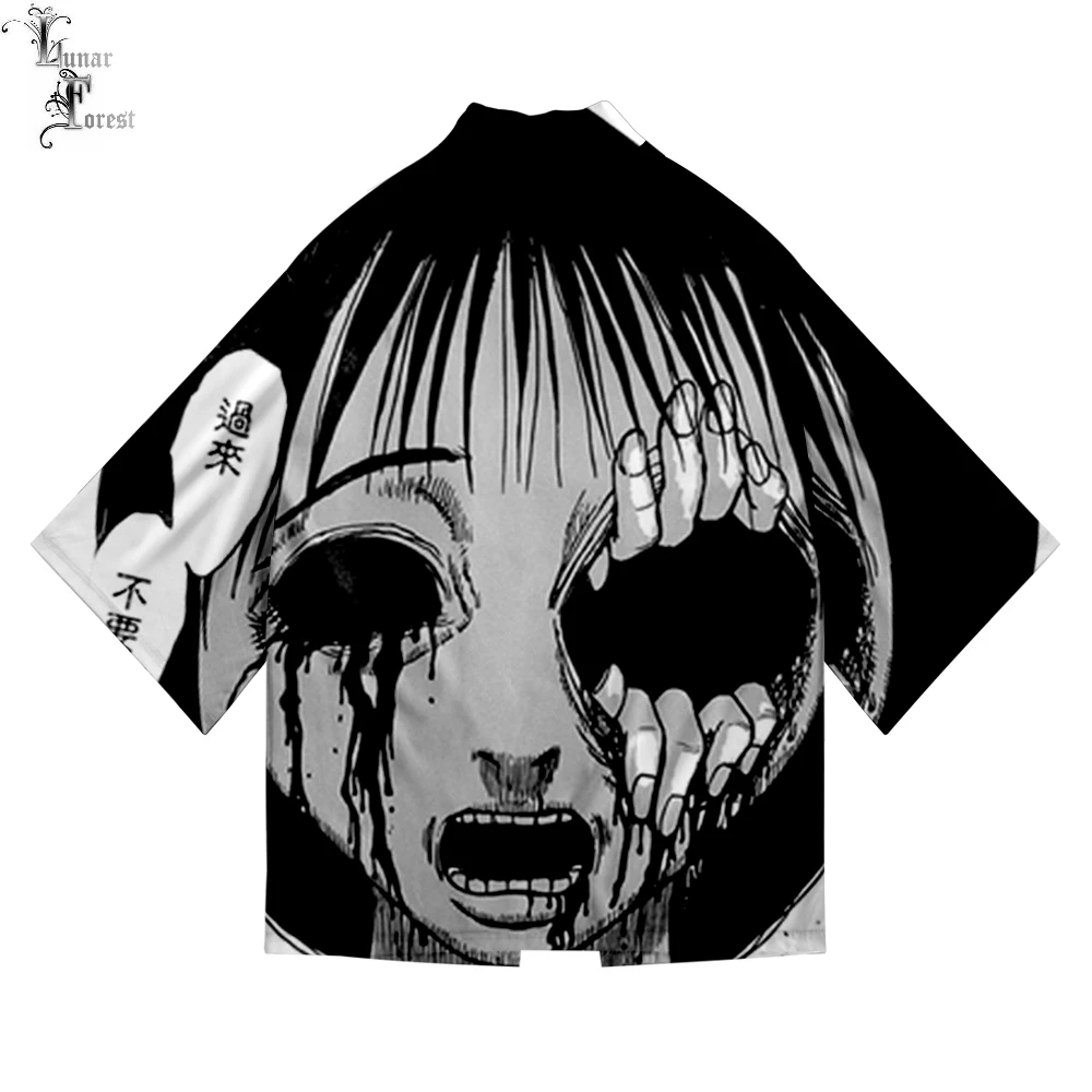 Junji Ito 3D печать Аниме японское кимоно хаори юката косплей для женщин/мужчин Модная Летняя Повседневная крутая уличная одежда с коротким рукавом