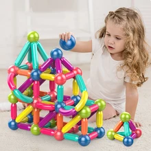 

18-172 Pcs Toys for Kids Magnetic Constructor Block Designer Set Magnet Stick Rod Building Blocks Montessori Educational Toys