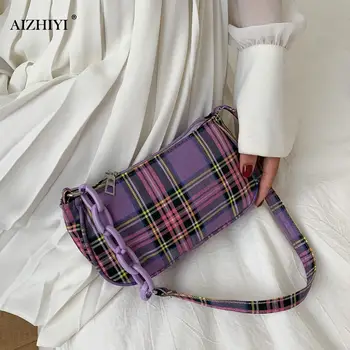 

Famous Brand Shoulder Bag Vintage Retro Plaid Bags Sac Femme Hot Sale French Elegant lady Small Hand bag Tote bolsa feminia
