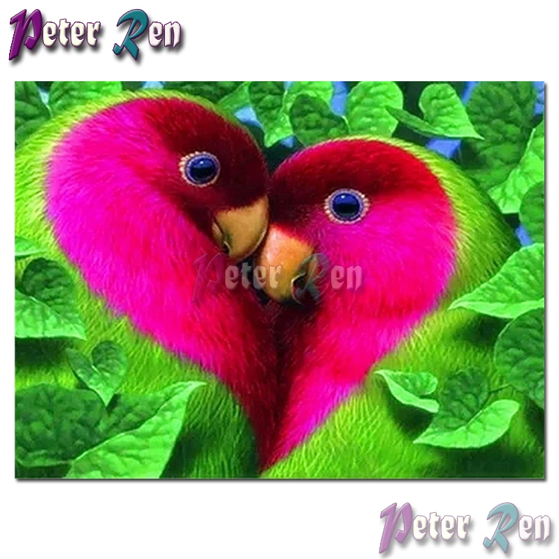 

animal 5d Diamond Painting Embroidery Two red-green parrots DIY Square or round Mosaic Cross stitch Rhinestone Home Decoration