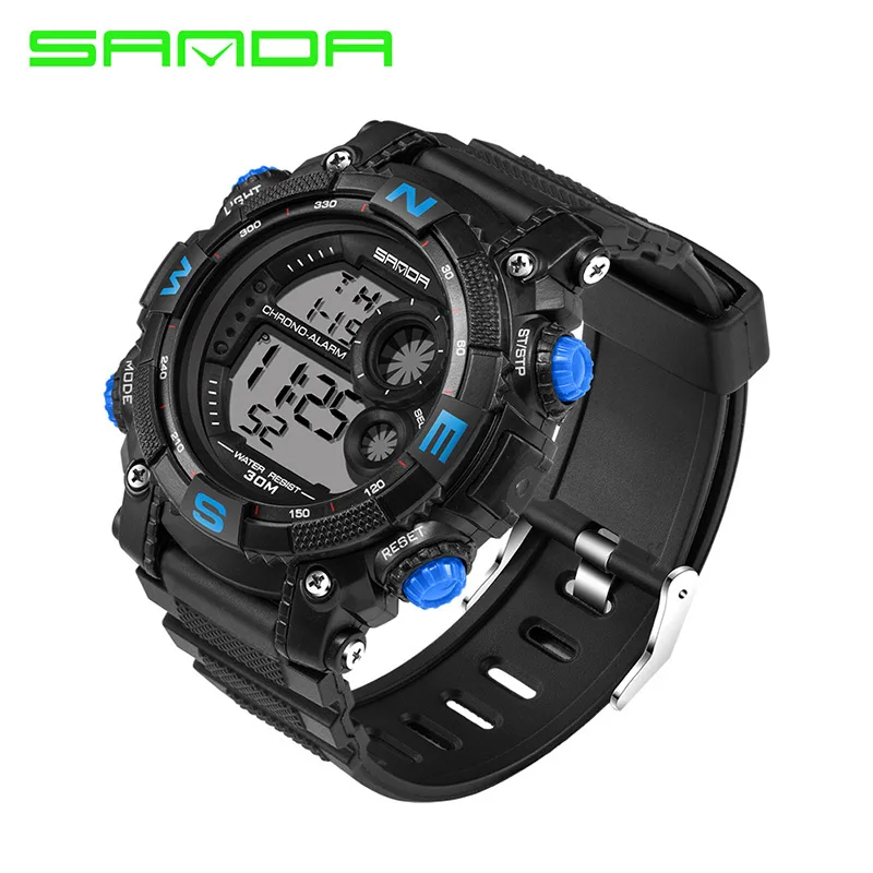

SANDA Sanda Waterproof Sports Electronic Watch Teenager pao ayumi biao LED Outdoor Multi-functional Shock-resistant Watch