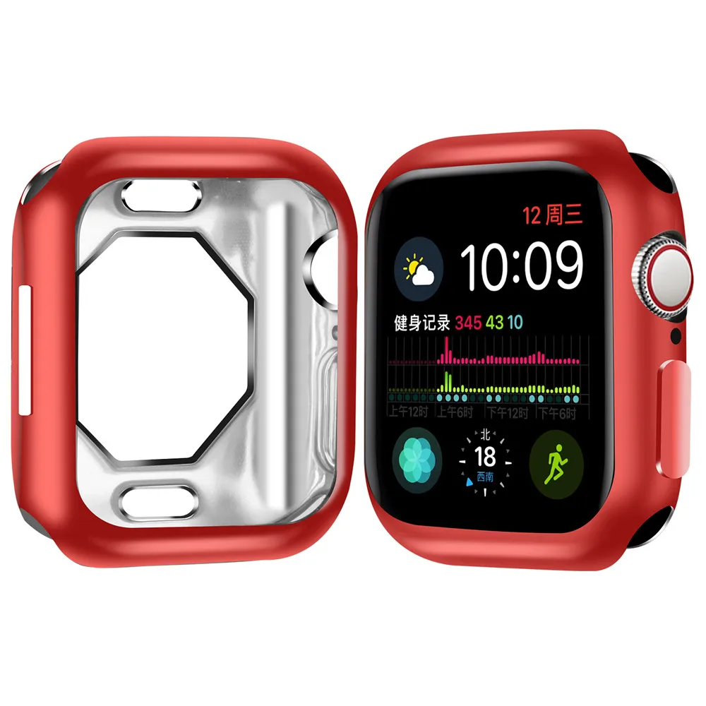 Чехол для часов Apple Watch Case5, 4, 3, 2, 1, 40 мм, 44 мм, прозрачный чехол из ТПУ, защитная пленка для экрана iWatch - Цвет: Красный