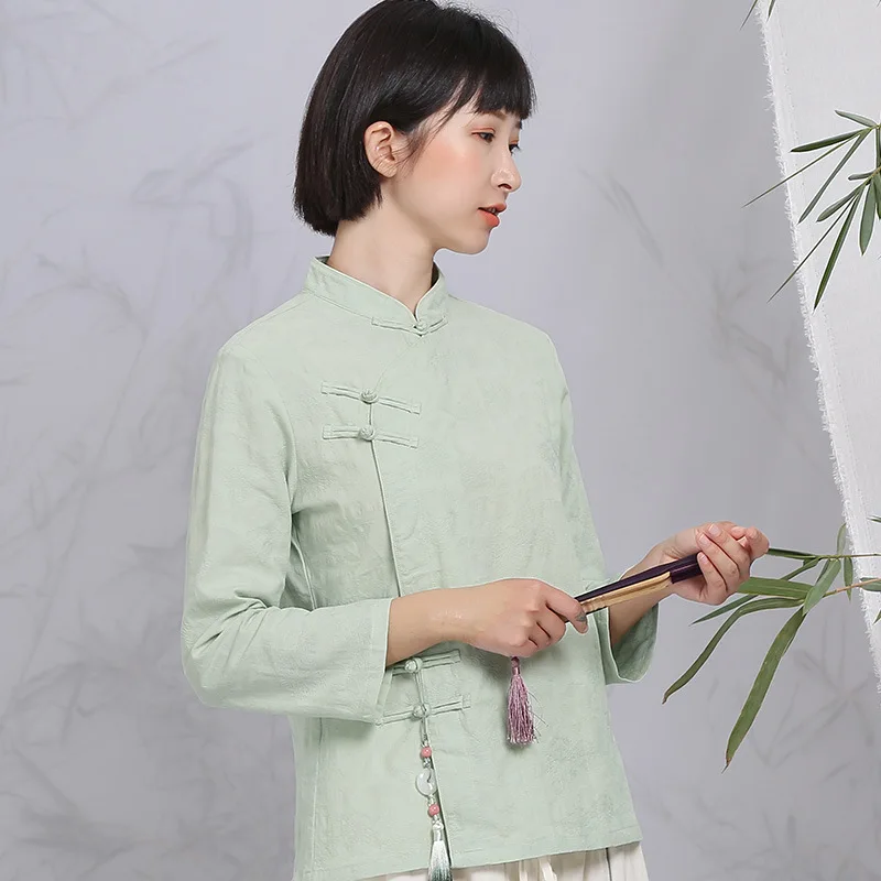 Cheongsam/топ; сезон весна-осень; рукав в семь точек; модная чайная служба; женская короткая одежда; сезон лето