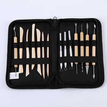 

14-Piece Pottery, Clay Sculpture & Ceramics Tool Set with Canvas Zippered Case