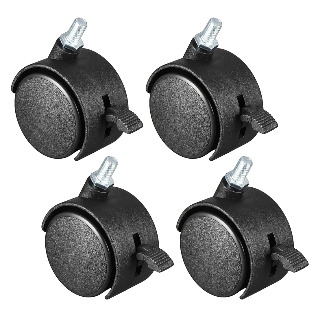 

uxcell 4 Pcs 2 Inch Swivel Caster Wheels Nylon 360 Degree Threaded Stem Caster Wheel with Brake, M8 x 13mm, 39lb Capacity