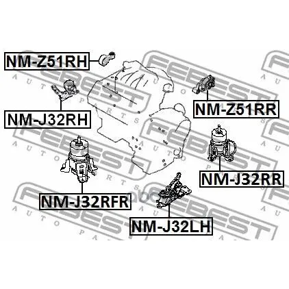 Опора Двигателя Nissan Teana 08-13 Пер.Гидрав. Febest Nmj32rfr Febest арт. NMJ32RFR