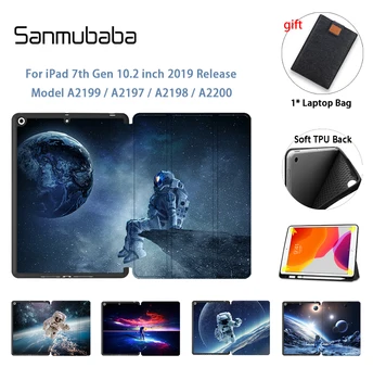 

Sanmubaba Soft TPU Back Case For iPad 7th 10.2 inch 2019 PU Leather Flip Smart Cover With Pencil Holder Protective Funda Coque