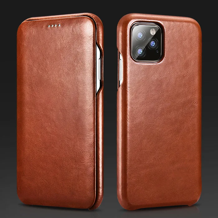 Brown ICarer для iPhone 11 Pro максимальный чехол Роскошный Винтажный чехол из натуральной кожи жесткий защитный флип-чехол для телефона iPhone 11 задняя крышка - Цвет: Brown
